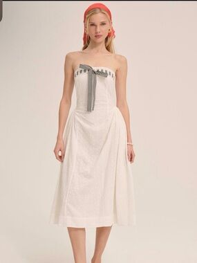For Love & Lemons Rosie Strapless Bow Midi Dress - Comes with Removable Straps